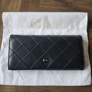 Chloe Vintage Black Leather Quilted Wallet